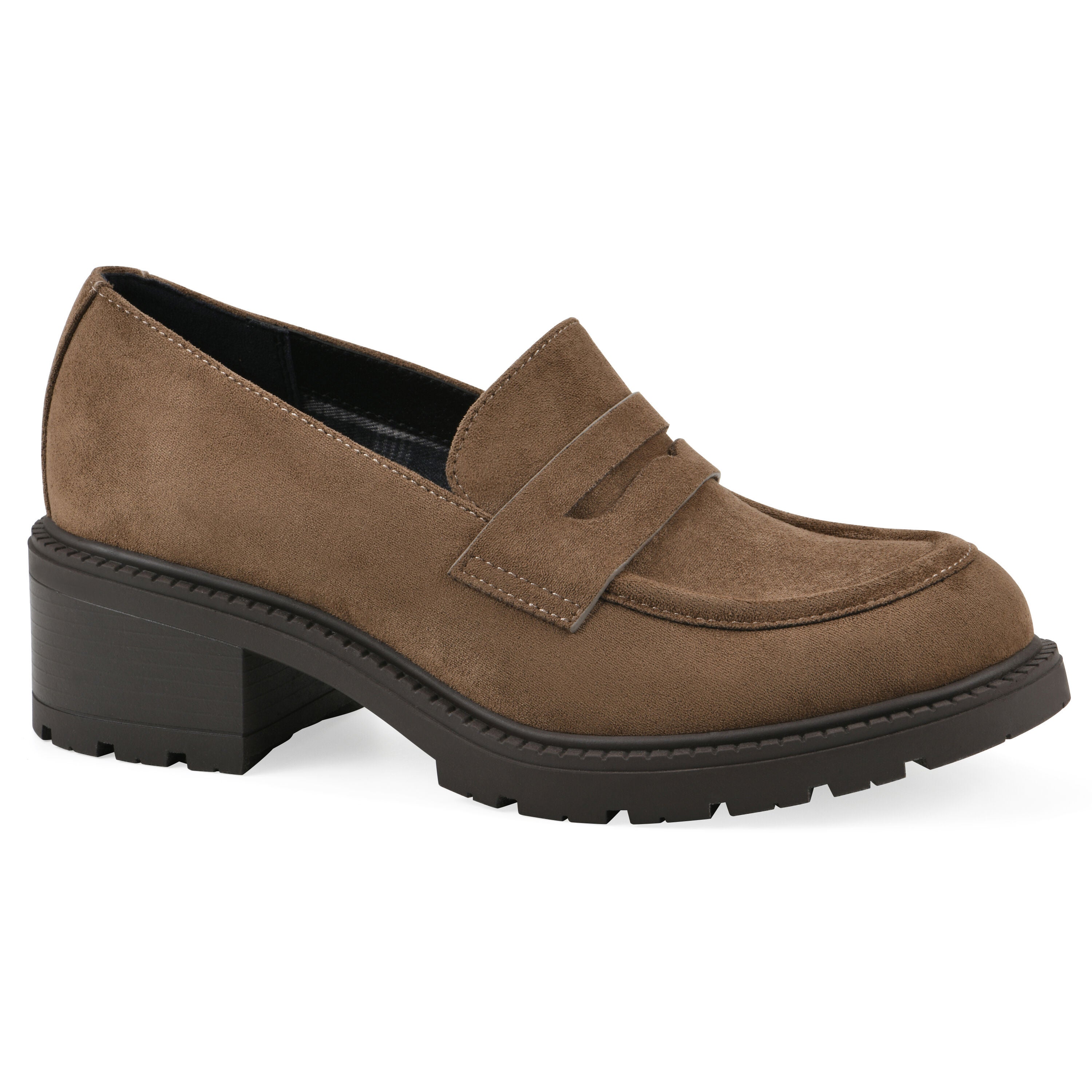 Brigetty Heeled Penny Loafer, DARK TAUPE FABRIC, hi-res image number 0
