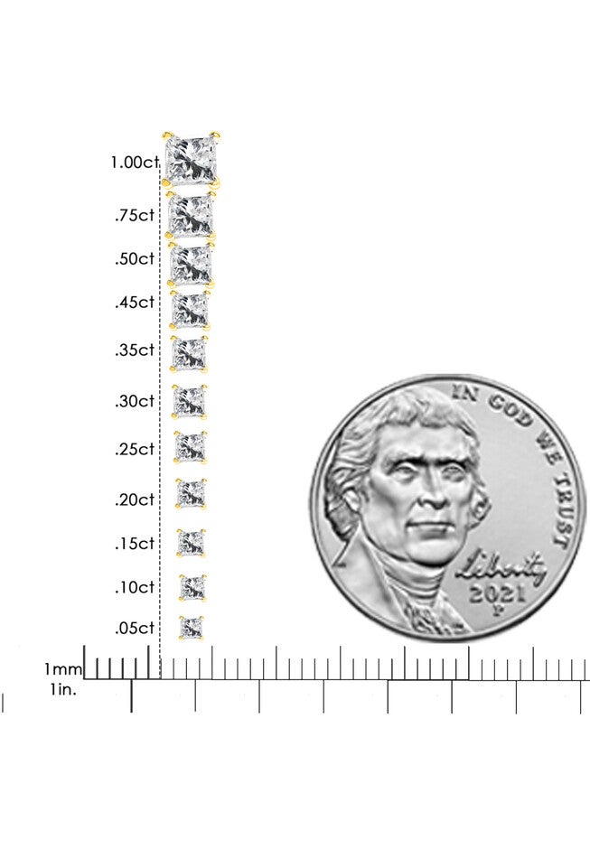 Yellow Gold Princesscut Diamond Petite Classic Square Stud Earrings, , alternate image number 5