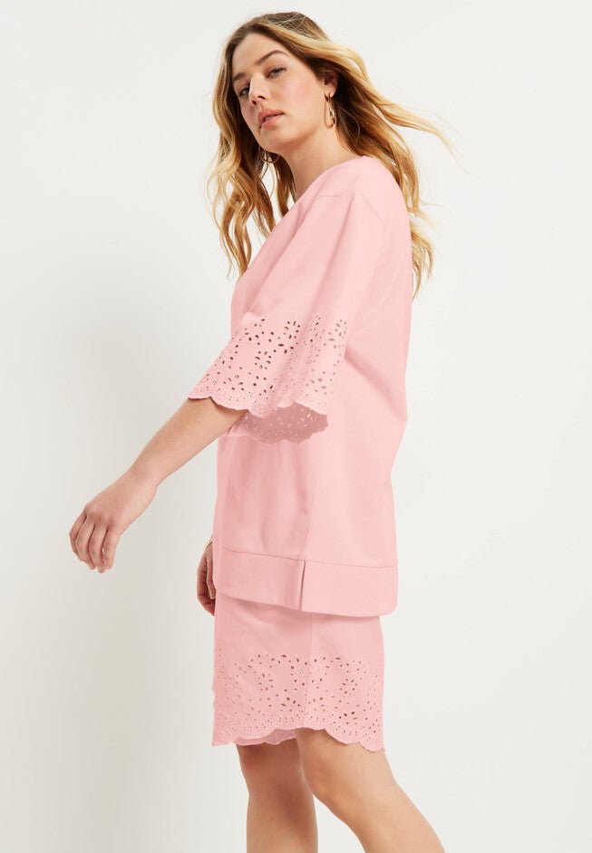 Eyelet-Detailed Shirt & Short Set, , alternate image number 2