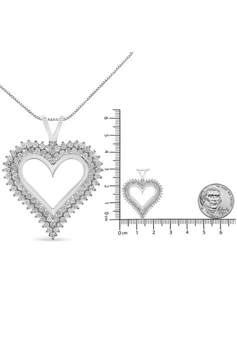 Sterling Silver 1.00 Cttw Diamond Heart Pendant Necklace, , alternate image number null