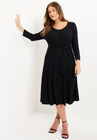 Pleated Sweater Dress, BLACK, hi-res image number null