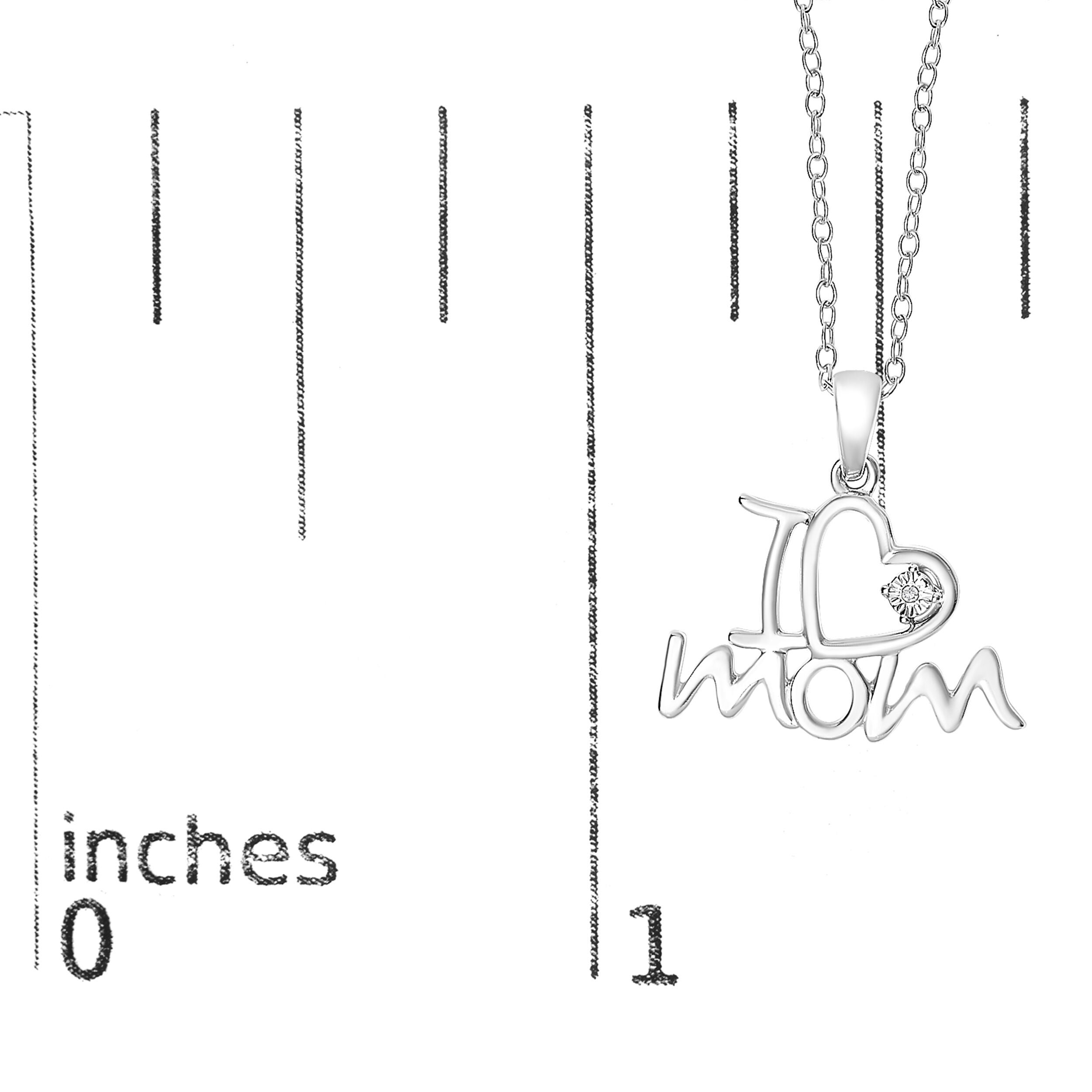Silver Diamond Accent "I Love Mom" Heart Pendant Necklace, WHITE, alternate image number 4