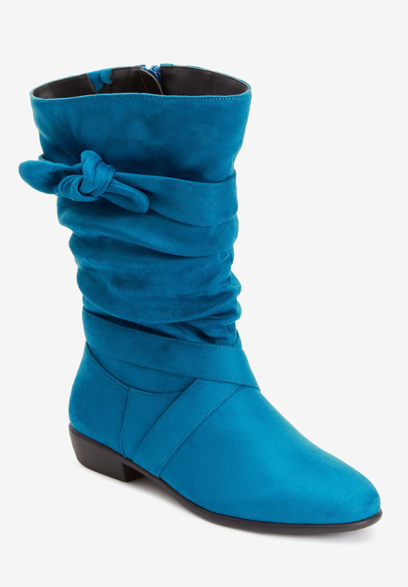 Wide Calf Microsuede Heather Boot Teal Woman Within