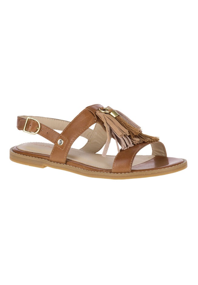 Chrissie Tassel Sandals by Hush Puppies®, TAN LEATHER, hi-res image number 0