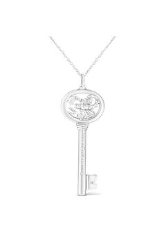 Sterling Silver Diamond Accent Scorpio Zodiac Key Pendant Necklace