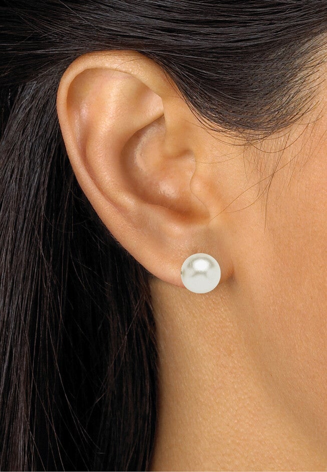 Simulated Pearl Silvertone Necklace And 2-Pair Earrings Set, , alternate image number 3