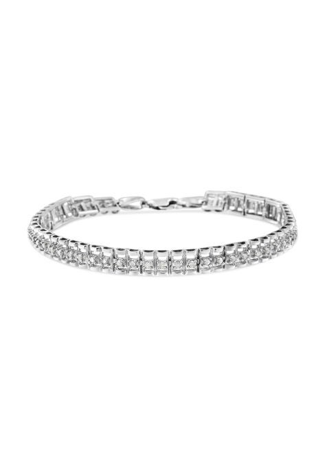 Sterling Silver 2.0 Cttw Diamond Doublelink Tennis Bracelet, , on-hover image number null