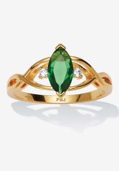 Marquise Simulated Birthstone Gold-Plated Ring