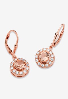 6.13 Tcw Simulated Pink Morganite Cz Rose Gold-Plated Sterling Silver Earrings