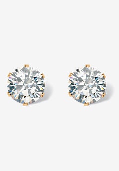 1.96 Cttw. Goldtone Round Cubic Zirconia Stud Earrings