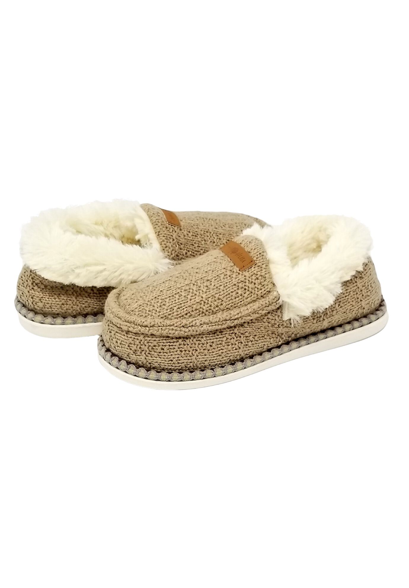 Textured Knit Mocassin Slippers, , on-hover image number 1