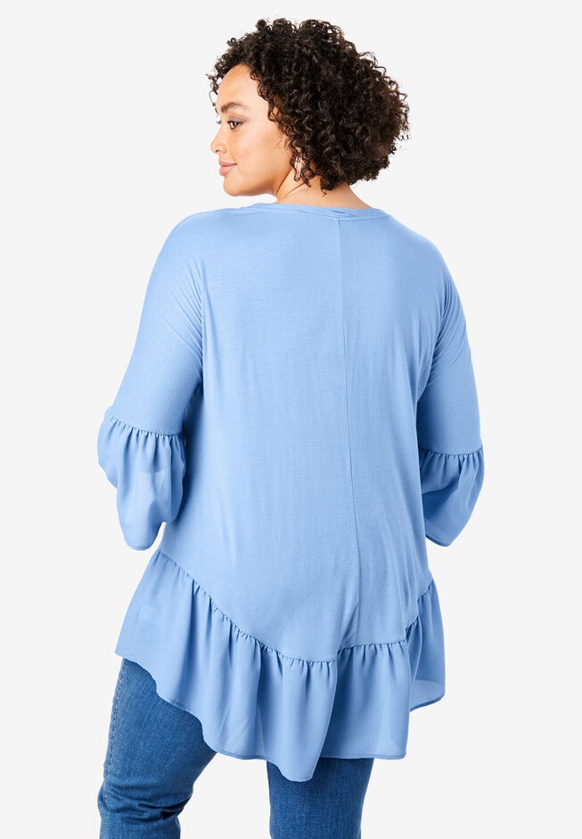 Ruffle-Hem Drape Tunic, , on-hover image number null