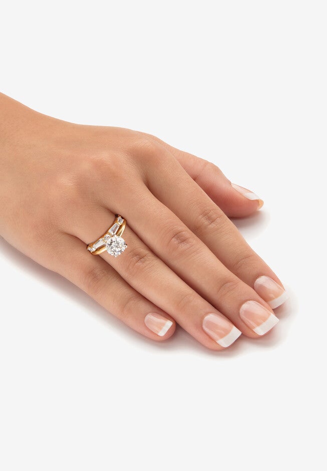 2.56 Cttw. 2-Piece Gold-Plated Round Cubic Zirconia Bridal Ring Set, , alternate image number null