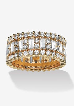 4.80 Tcw Emerald-Cut Cubic Zirconia Yellow Gold-Plated Eternity Ring