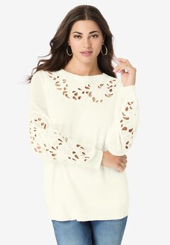 Plus Size Pullover Sweater with Cutout Detail