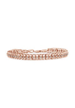 Rose Gold Plated Sterling Silver 1/2 Cttw Diamond Doublelink Tennis Bracelet