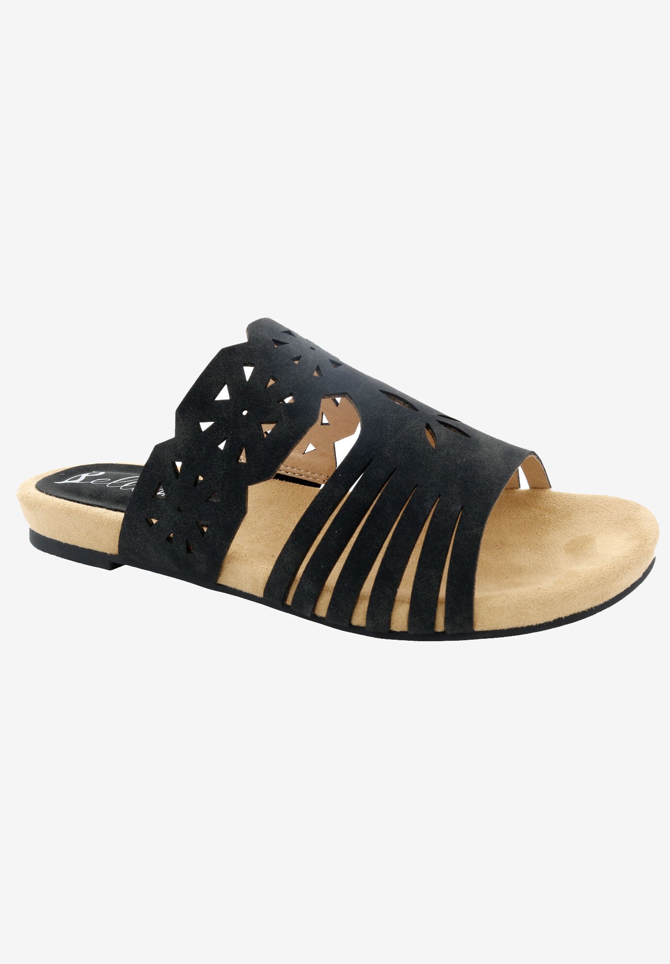 Nikole Slide Sandal, BLACK FAUX NUBUCK, hi-res image number 0