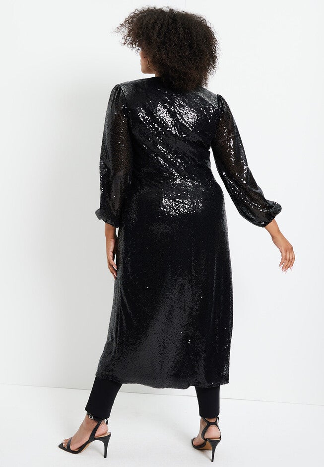 Faux Wrap Sequin Maxi Top, , on-hover image number 1