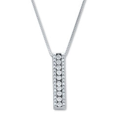 .21 TCW Diamond Sterling Silver Multi-Bar Pendant and Chain 18 Inches