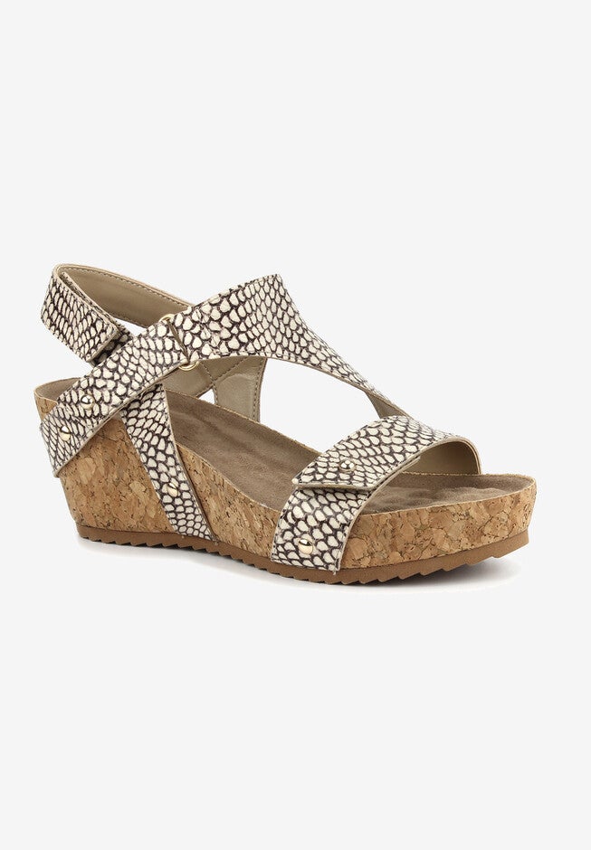 Traci Wedge Sandal, ROCCIA SNAKE LEATHER, hi-res image number 0