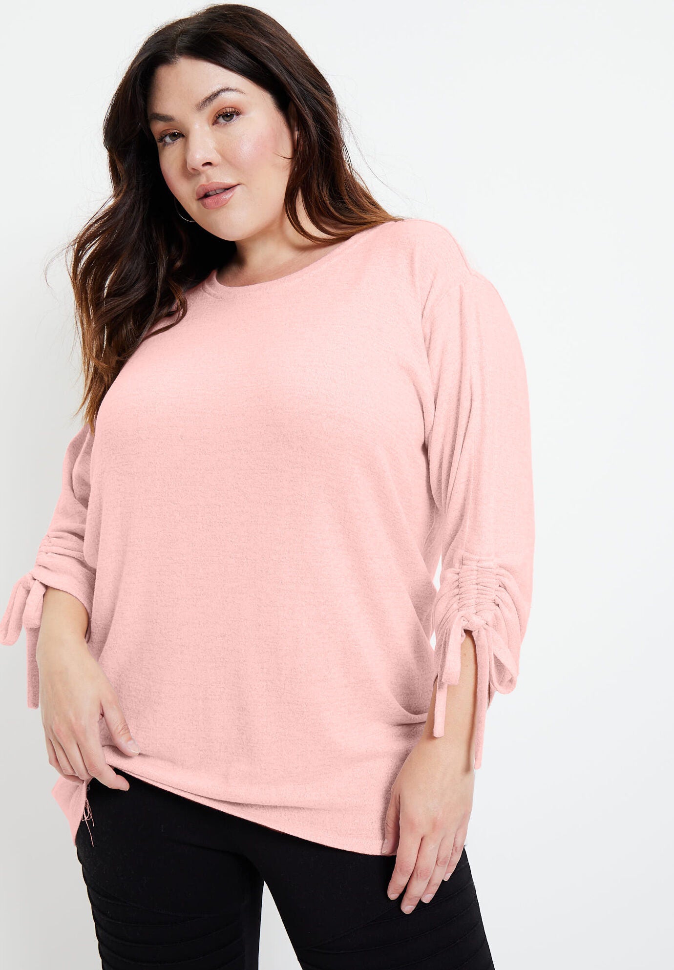 Ruched-Sleeve SuperSoft Knit Top for Women, 4426995 | Woman Within