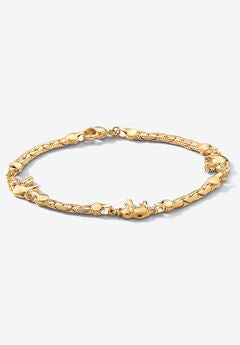 Goldtone Caranvan of Lucky Elelphants Ankle Bracelet 10"