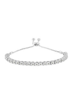 Sterling Silver Miracleset Diamond Adjustable Bolo Tennis Bracelet