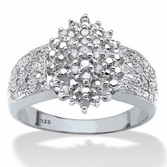 1/4 Cttw. Round Diamond Platinum-plated Silver Marquise-Shaped Cluster Ring