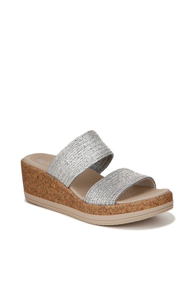 Resort Wedge Sandal, SILVER FABRIC, hi-res image number 0
