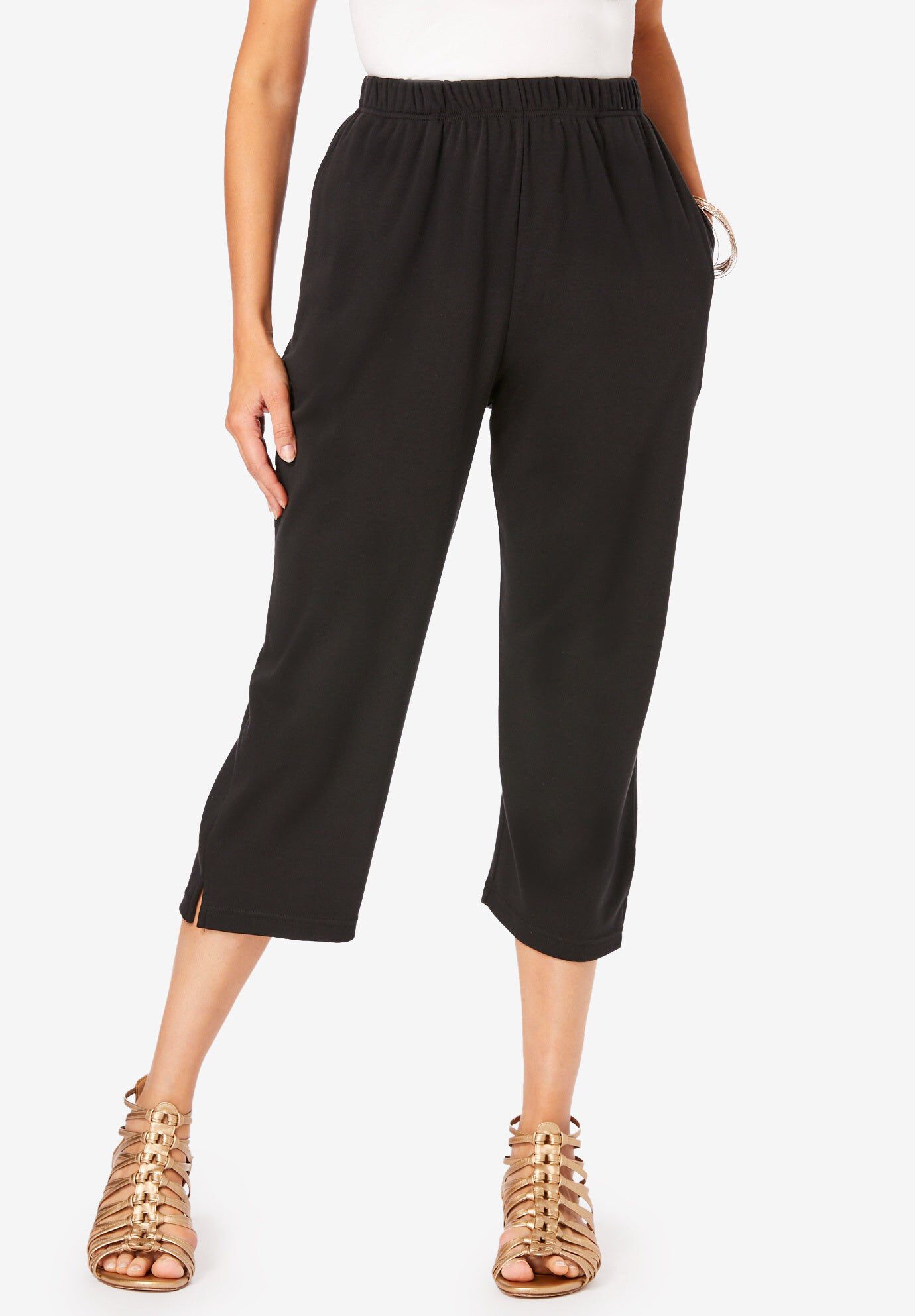Plus Size Soft Knit Pull-On Capri Pant