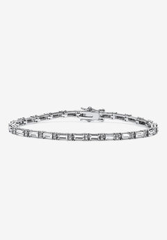 Birthstone Silvertone Tennis Bracelet 7.5"