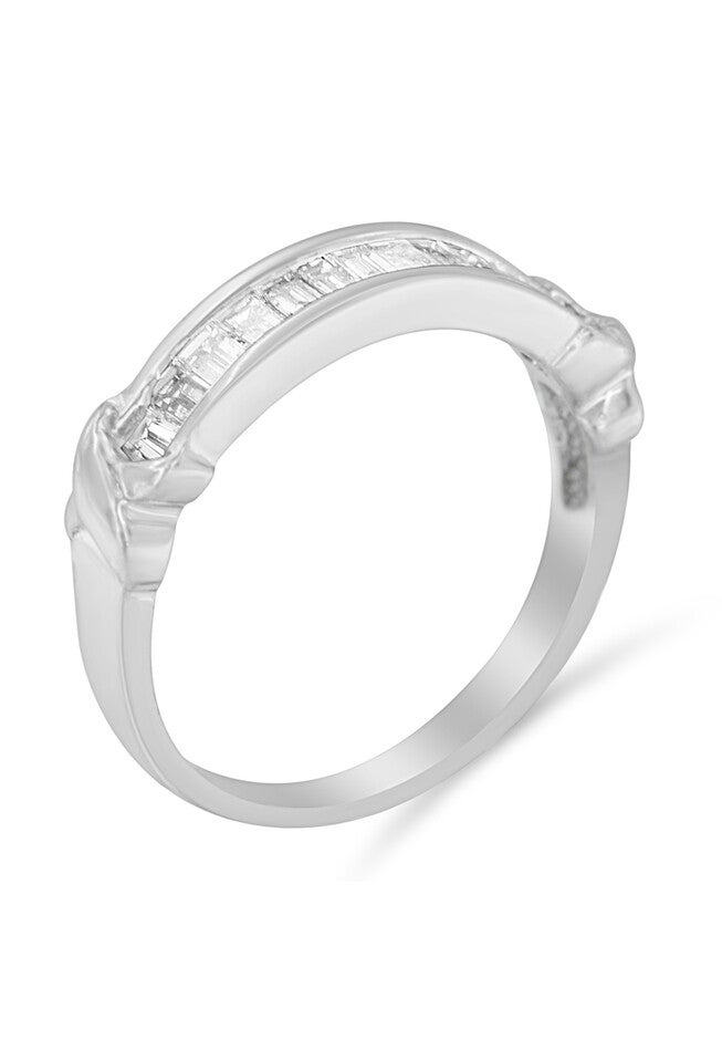 Sterling Silver Baguette Cut Diamond Channel Set Wedding Ring, , alternate image number 3