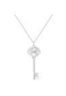 Sterling Silver Diamond Accent Cancer Zodiac Key Pendant Necklace, , on-hover image number null