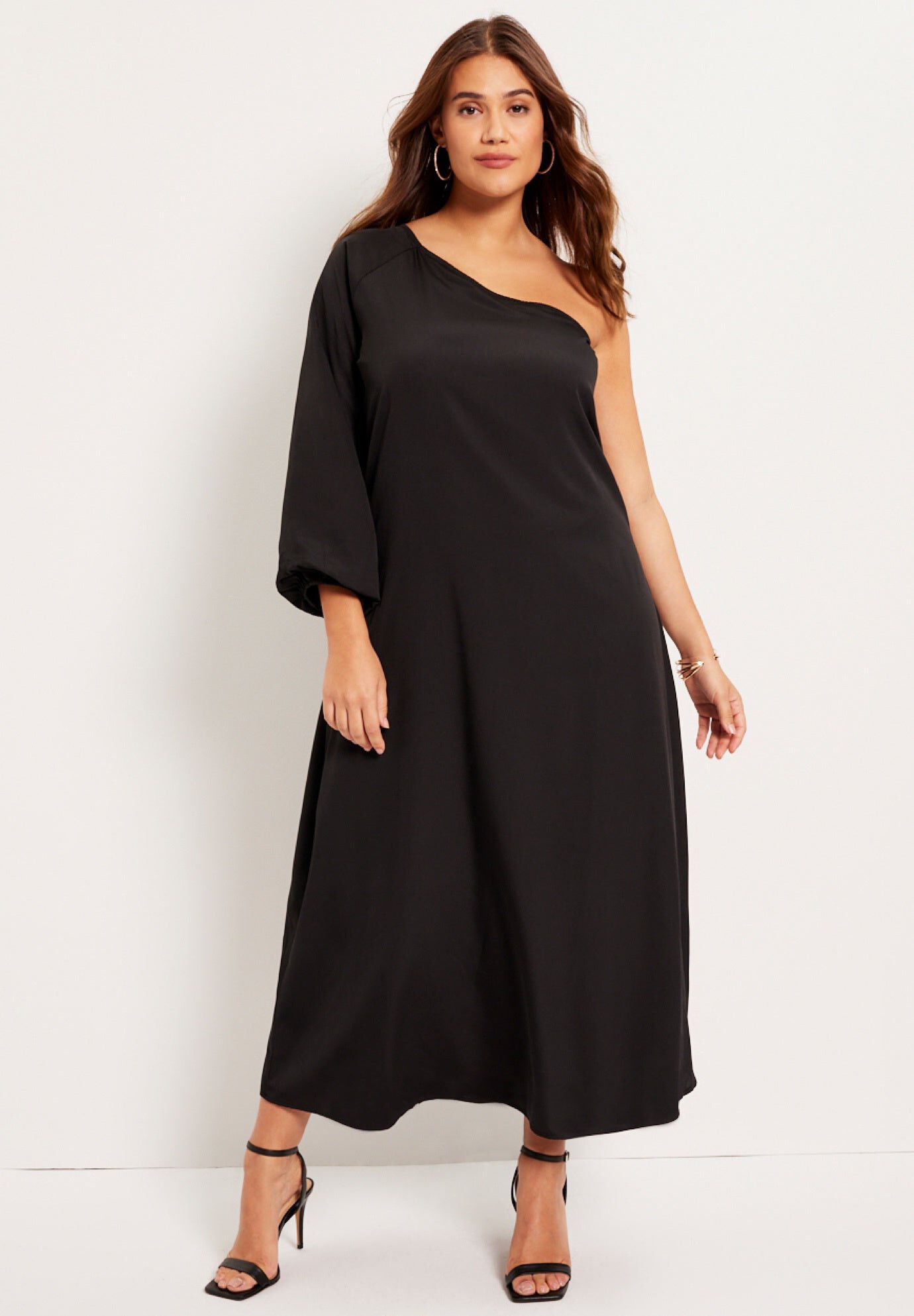 One-Shoulder Dress, BLACK, hi-res image number 0