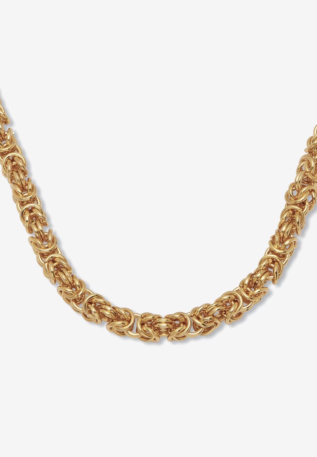 Goldtone Byzantine-Link Necklace, 18 Inches, GOLD, hi-res image number 0