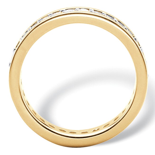 .80 Cttw. Yellow Gold-Plated Round Cubic Zirconia Channel-Set Eternity Band, WHITE, on-hover image number null