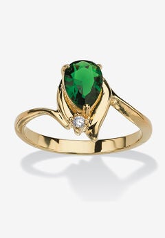 Yellow Gold Plated Simulated Birthstone And Round Crystal Ring Jewelry