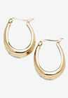 Gold-Plated Hoop Earrings with Diamond Accent, , on-hover image number null