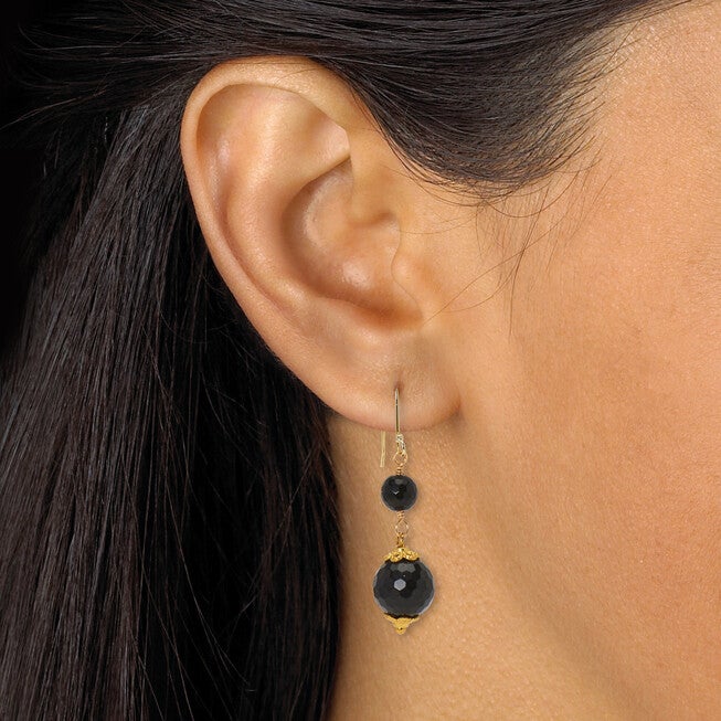 Genuine Black Onyx Goldtone Jewelry Set, BLACK, alternate image number 3