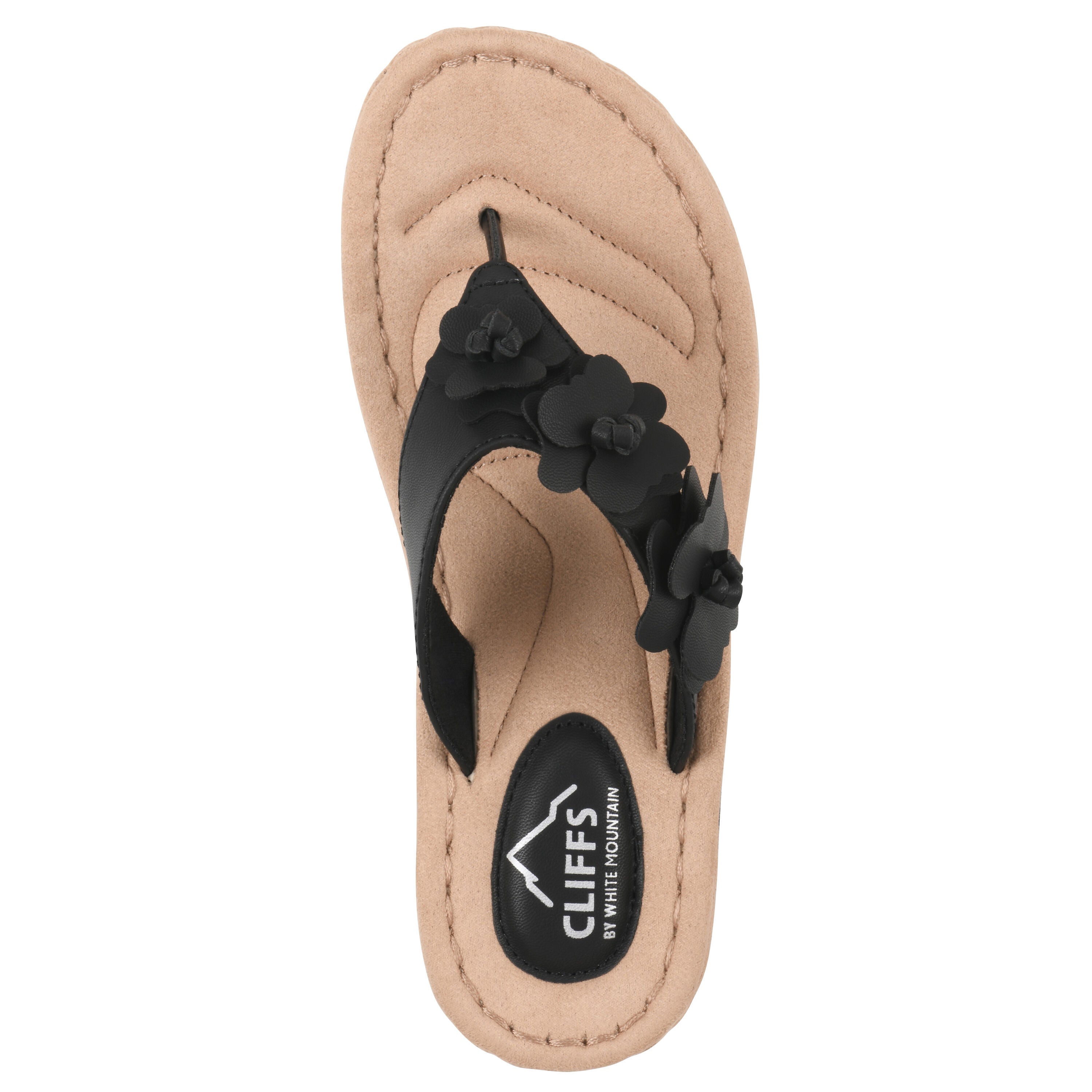 Cassilia Floral Mini Wedge Sandal, BLACK SMOOTH, alternate image number 4