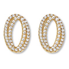 .80 TCW Round CZ 14k Yellow Gold-Plated Concentric Circle Drop Earrings