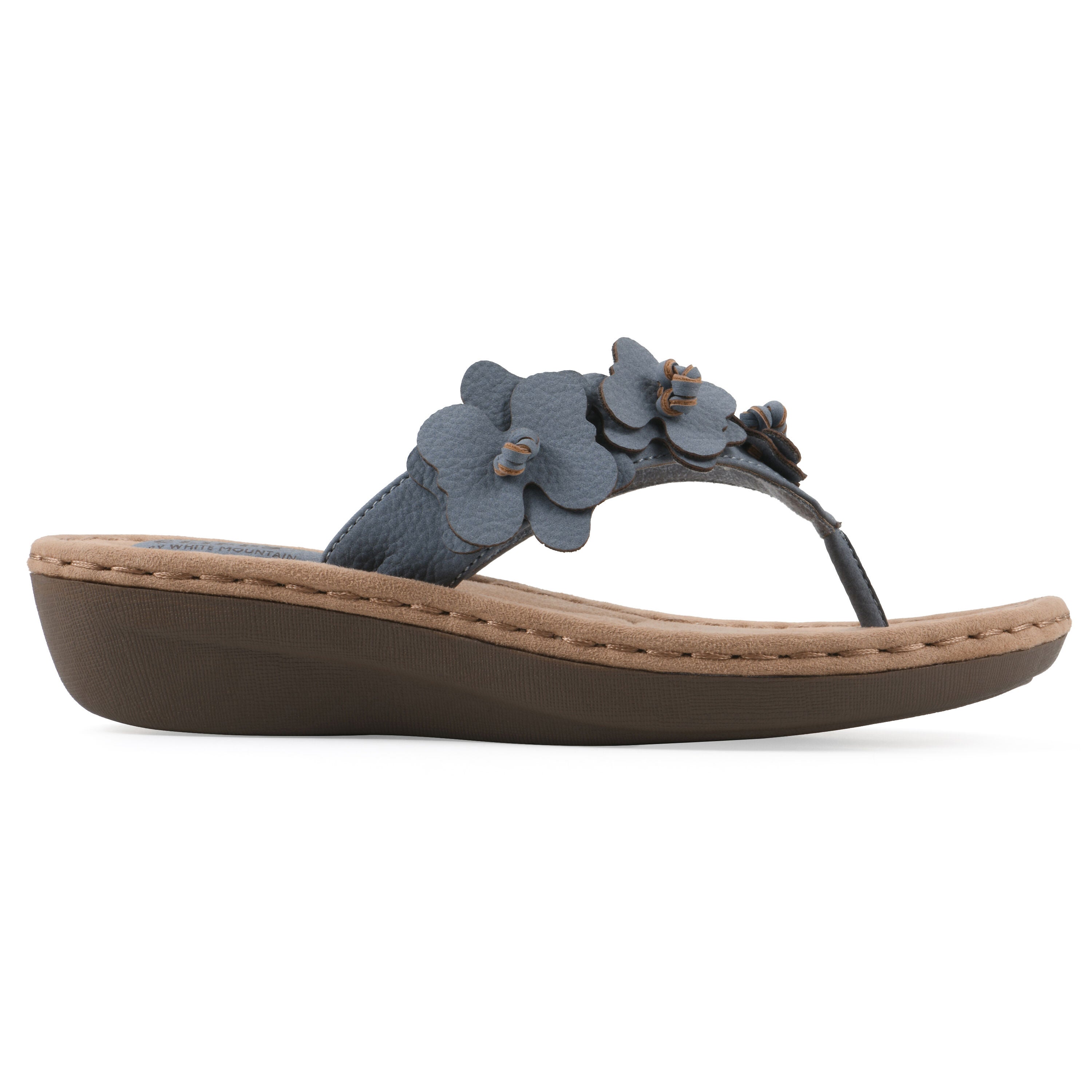 Cassilia Floral Mini Wedge Sandal, PERIWINKLE NUBUCK, alternate image number 2