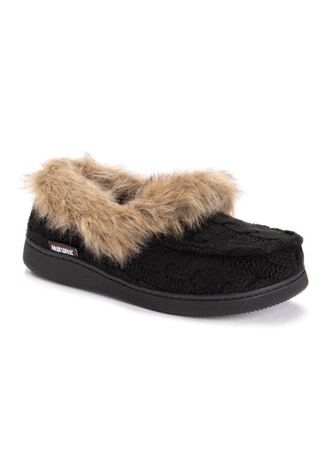 Kerry Moccasin Slipper by Muk Luks®, BLACK, hi-res image number 0