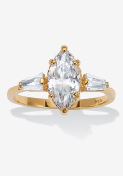 3.12 Tcw Marquise Cz 14K Yellow Gold-Plated Sterling Silver Engagement Ring