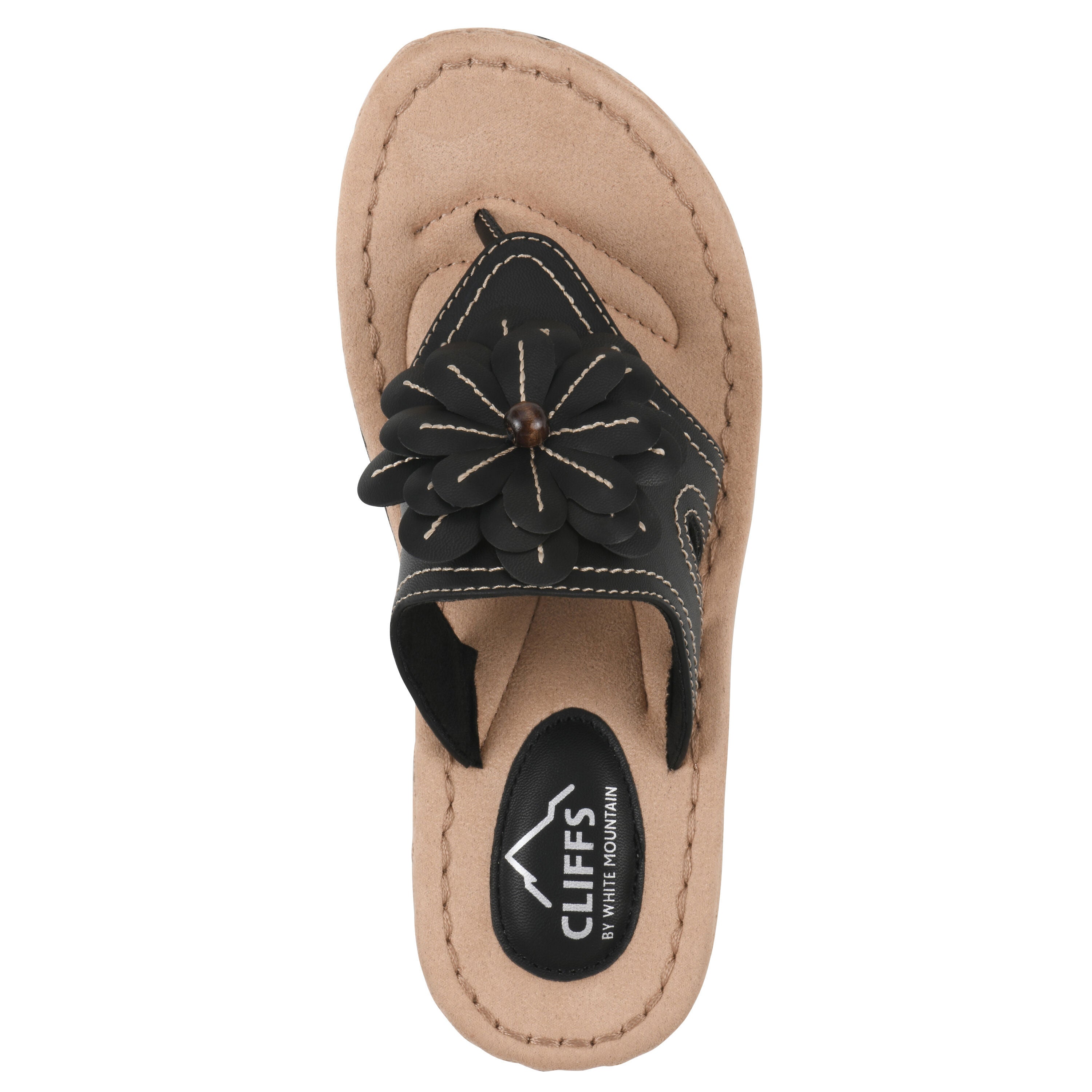Cashlyn Floral Mini Wedge Sandal, BLACK SMOOTH, alternate image number 4