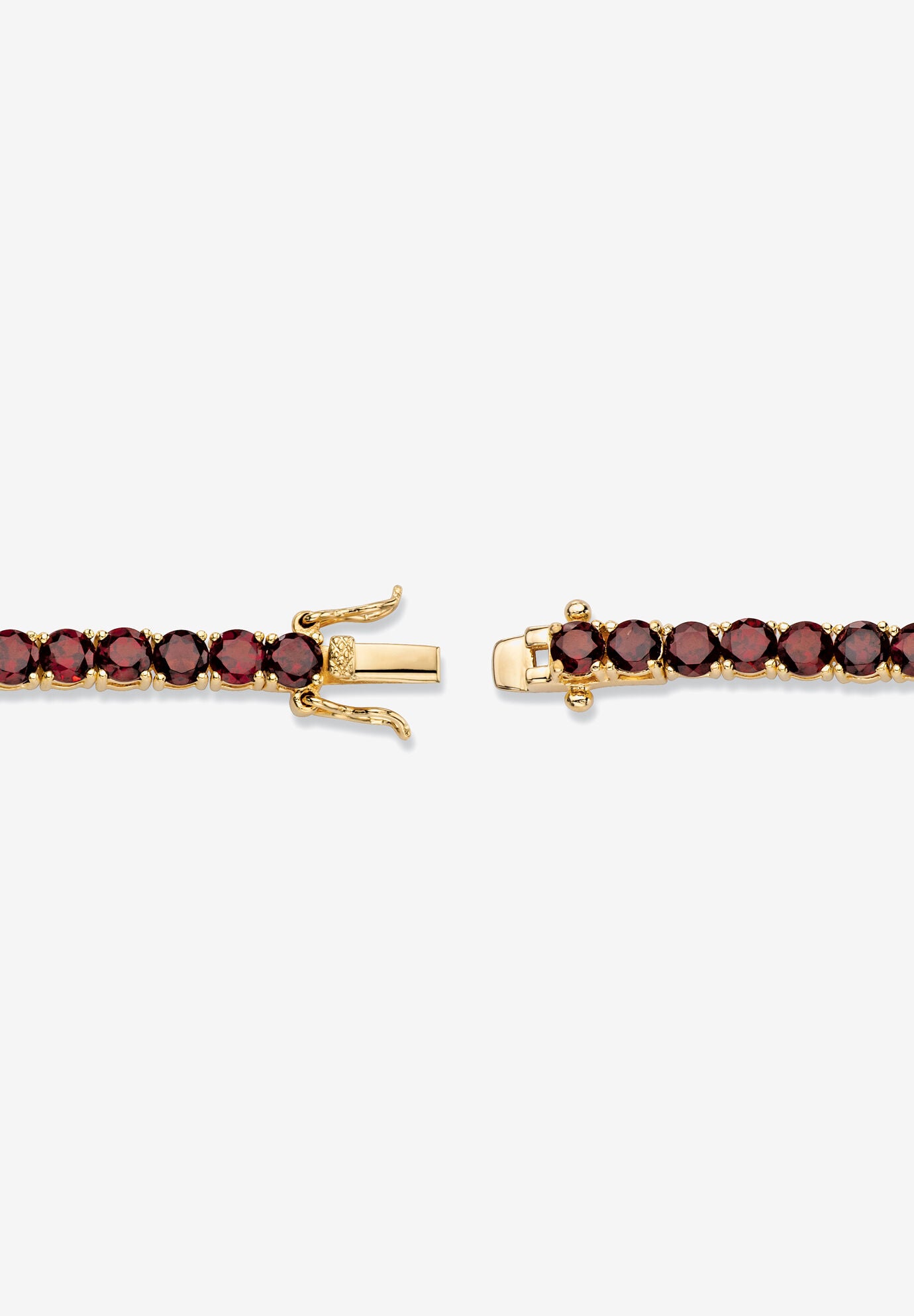 12.90 Tcw Round Genuine Red Garnet Yellow Gold-Plated Tennis Bracelet 7.25 inches, , on-hover image number 1