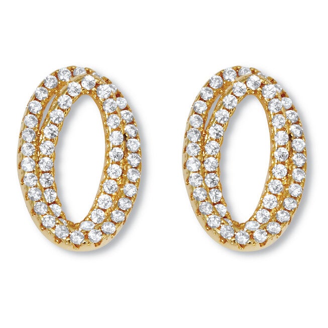 .80 TCW Round CZ 14k Yellow Gold-Plated Concentric Circle Drop Earrings, WHITE, hi-res image number null