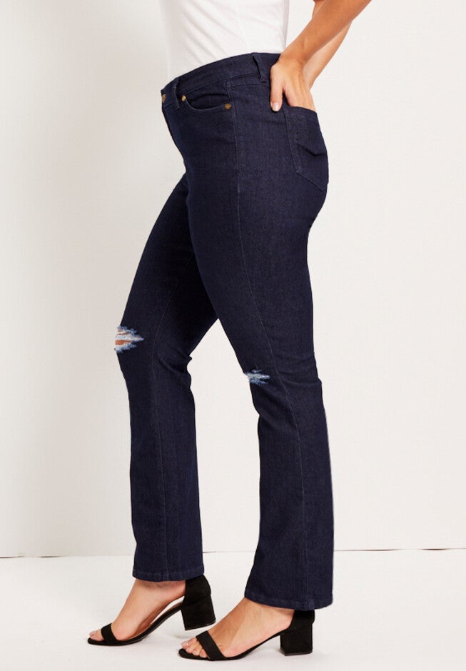 Curvie Fit Distressed Straight-Leg Jeans, , alternate image number null
