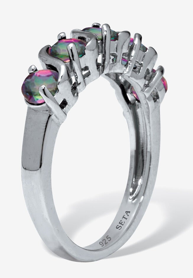 1.50 Tcw Round Cut Genuine Mystic Fire Topaz Sterling Silver Ring, , on-hover image number 1