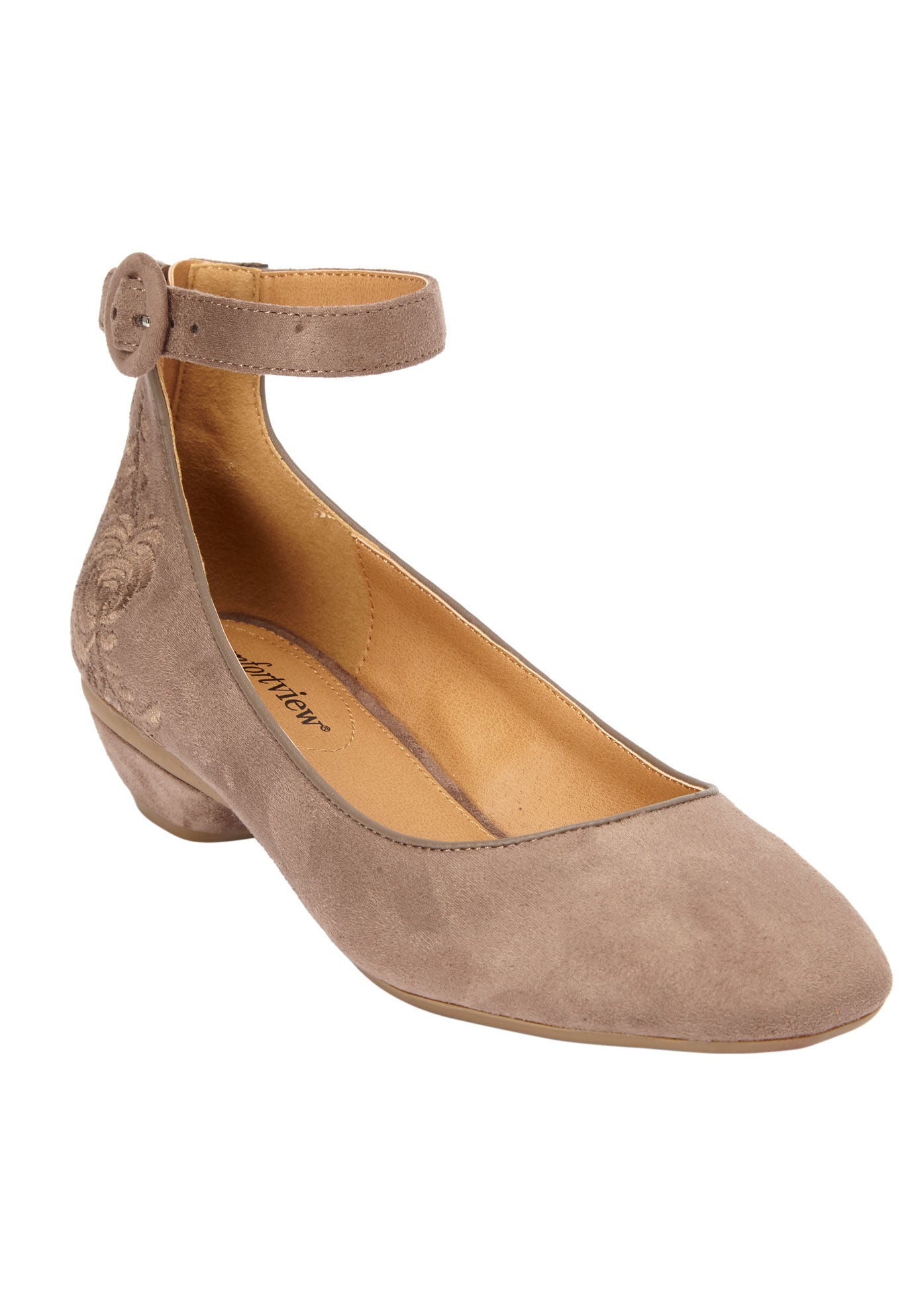 Plus Size Suede Zip Pumps Pixie Model Dark Taupe Woman Within